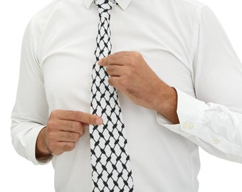 Keffiyeh Necktie, Keffiyeh Pattern Tie, Palestinian Pattern Tie, Kufiya tie, Palestinian Hatta Tie, Men's Palestinian Keffiyeh Tie