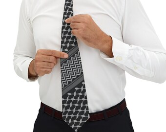 Keffiyeh Necktie, Keffiyeh Pattern Tie, Palestinian Pattern Tie, Kufiya tie, Palestinian Hatta Tie, Men's Palestinian Keffiyeh Tie