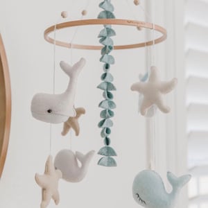 Whale Mobile -Baby Mobile - Nautical Mobile - Sea ocean Mobile - Crib Mobile - Baby Shower Gift