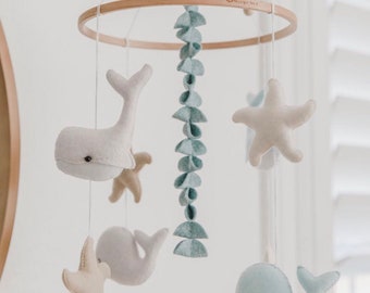 Whale Mobile -Baby Mobile - Nautical Mobile - Sea ocean Mobile - Crib Mobile - Baby Shower Gift