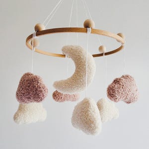 Boucle Cloud Baby Mobile: Moon & Stars Nursery Decor