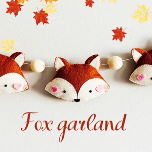 Woodland garland Fox garland Felt garland Nursery garland Woodland nursery decor