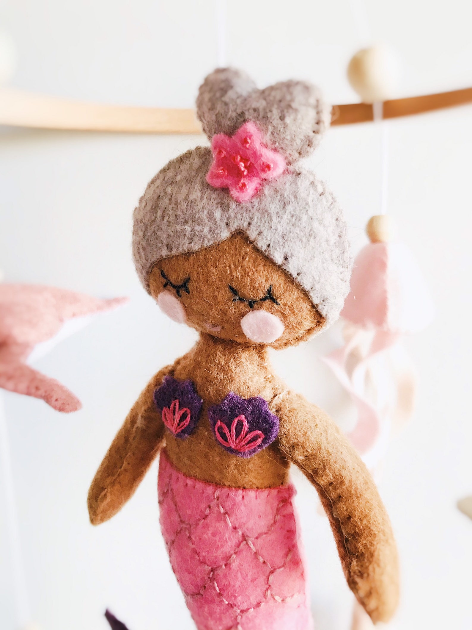 Mermaid mobile Baby girl mobile Crib Handing mobile Nautical Etsy