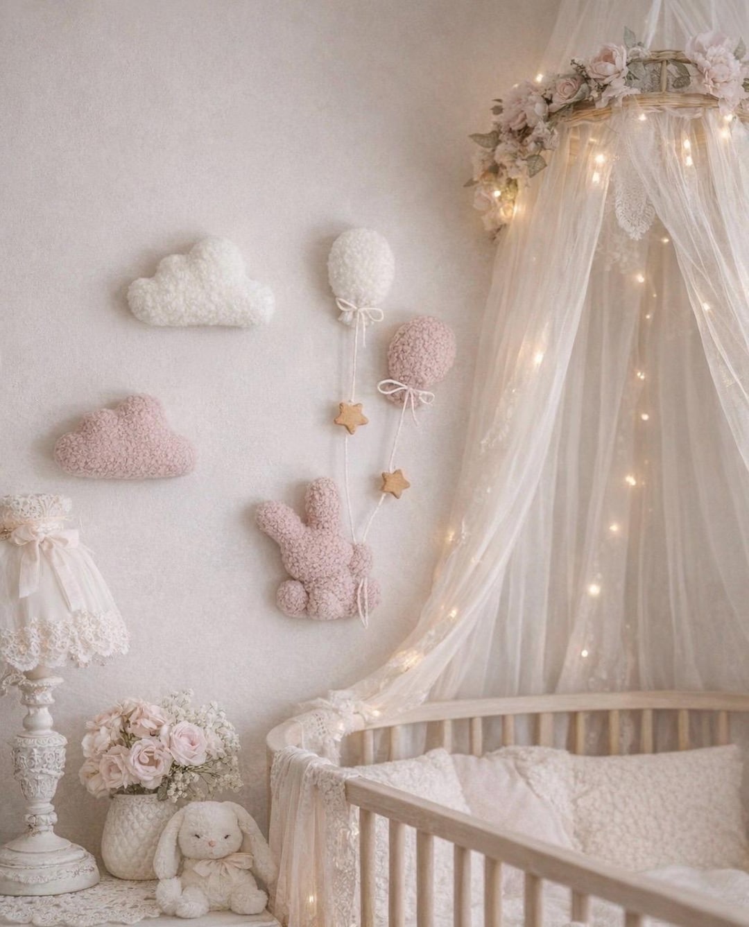ファンシー ウォールデコ カルーセル ポニー B.A.B.Y Pink Bunny Nursery Decor, Bouclé Clouds, Baby Girl Wall Art - Etsy