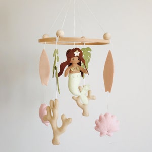 Baby girl mobile , Mermaid nursery mobile , Boho baby mobile image 3