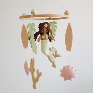 Baby girl mobile , Mermaid nursery mobile , Boho baby mobile image 7