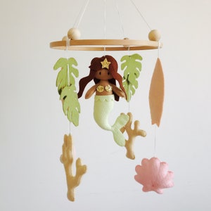 Baby girl mobile , Mermaid nursery mobile , Boho baby mobile image 5