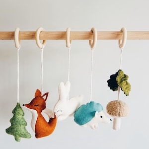 Woodland Baby Play Gym Toys: Handmade Felt Forest Creatures