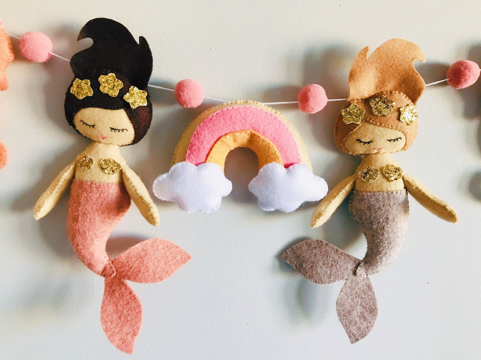 Nursery decor Felt Garland Mermaid garland Mermaid Etsy