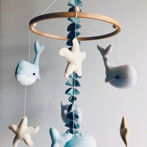 Whale Mobile Baby Mobile Nautical Mobile Sea ocean Mobile Crib Mobile Baby Shower Gift image 4