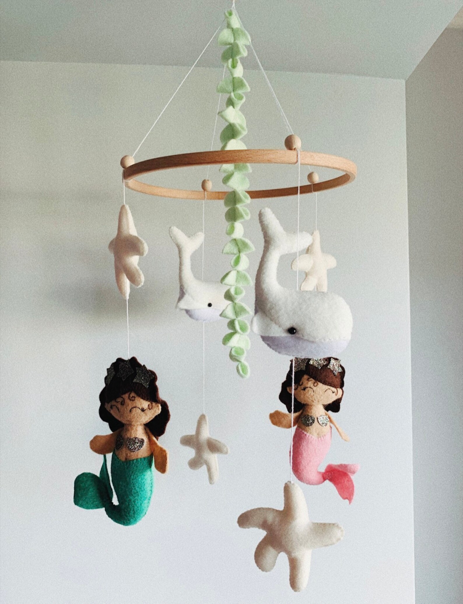 Mermaid Baby Mobile Baby Mobile girl Whale Mobile Crib Etsy