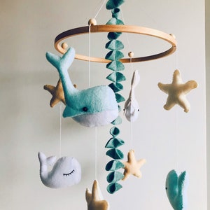 Whale Mobile Baby Mobile Nautical Mobile Sea ocean Mobile Crib Mobile Baby Shower Gift image 3