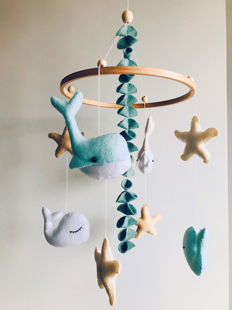 Whale Mobile Baby Mobile Nautical Mobile Sea ocean Mobile Crib Mobile Baby Shower Gift image 3