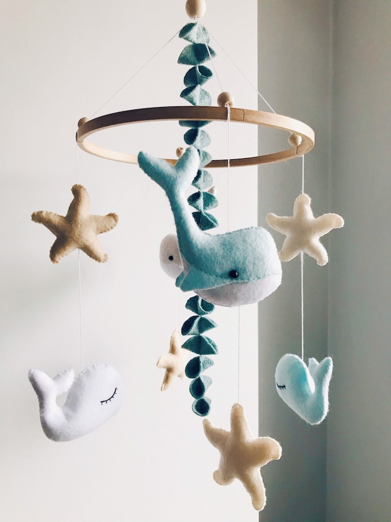 Whale Mobile Baby Mobile Nautical Mobile Sea ocean Mobile Crib Mobile Baby Shower Gift image 2