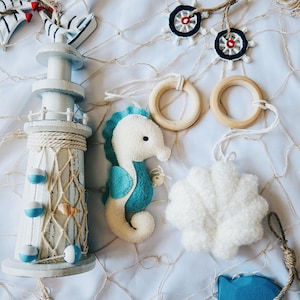 Baby play gym ocean , baby gym hanging toys  , Shell  nursery decor , Coastal nursery
