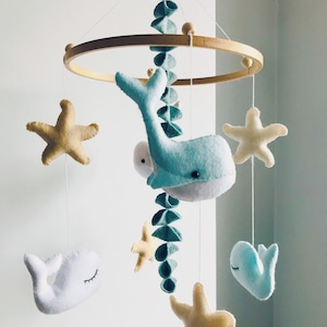 Whale Mobile Baby Mobile Nautical Mobile Sea ocean Mobile Crib Mobile Baby Shower Gift image 7