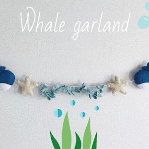 Felt Whale Garland: Scandi Ocean Nursery Decor