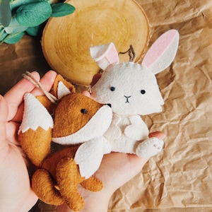 Fox Stroller  toy , Felt pram toy , Stroller Hanging toy , Rabbit stroller mobile