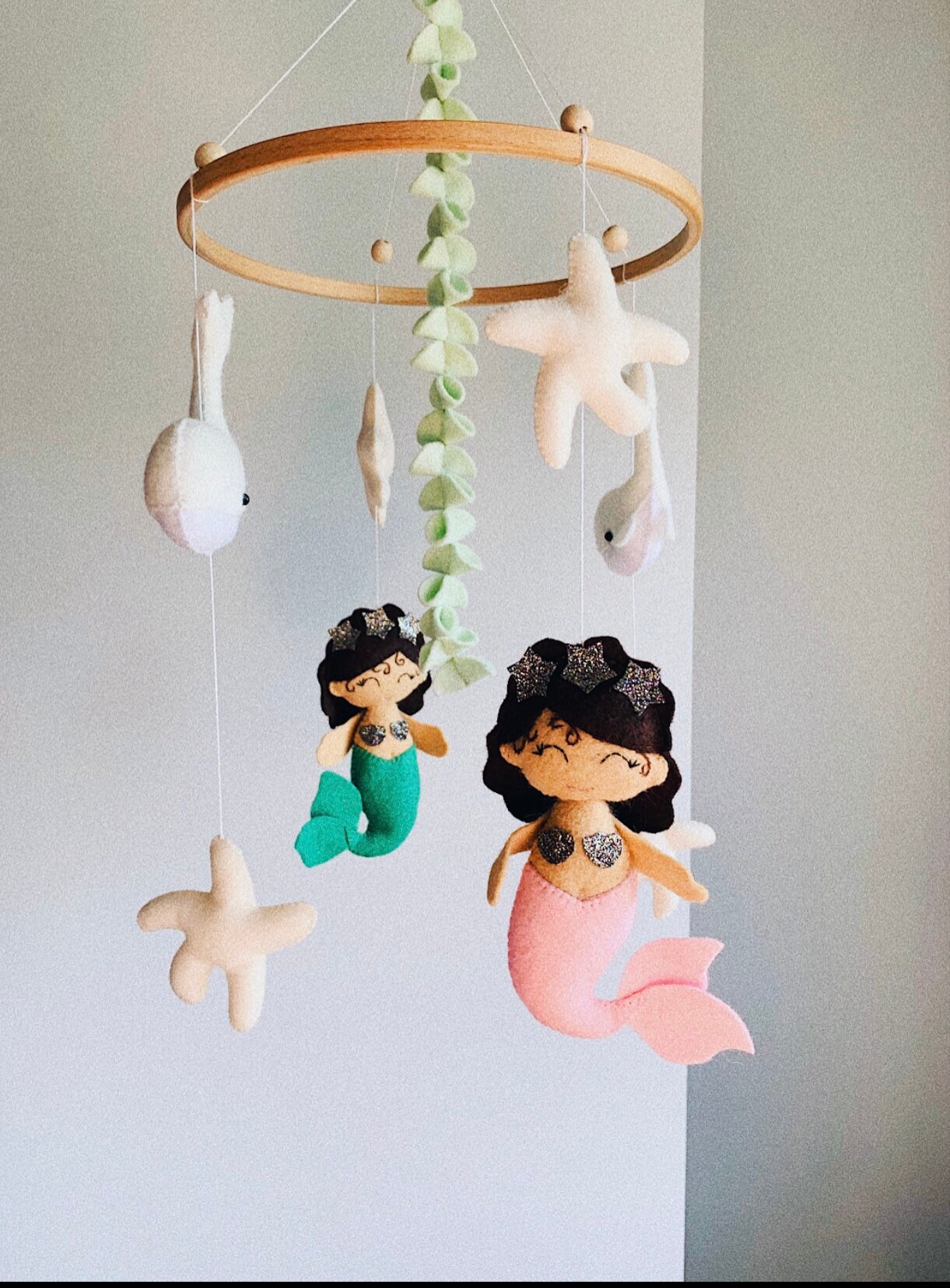 Mermaid Baby Mobile Baby Mobile girl Whale Mobile Crib Etsy