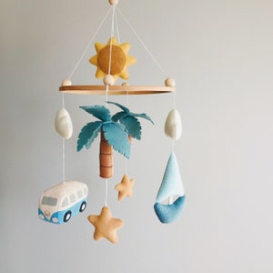 Baby boho surf mobile , Sailboat mobile , Beach nursery mobile