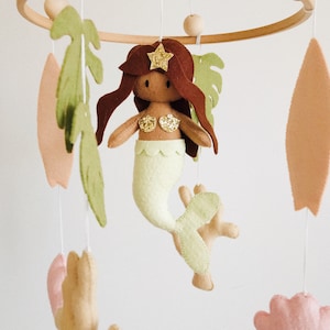 Baby girl mobile , Mermaid nursery mobile , Boho baby mobile image 2