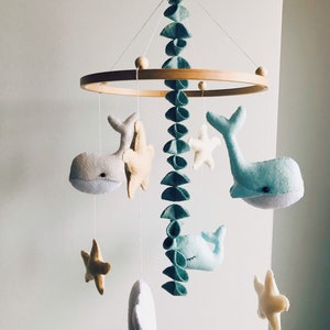 Whale Mobile Baby Mobile Nautical Mobile Sea ocean Mobile Crib Mobile Baby Shower Gift image 6