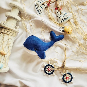 Felt Whale Stroller Mobile: Handmade Ocean Pram Toy