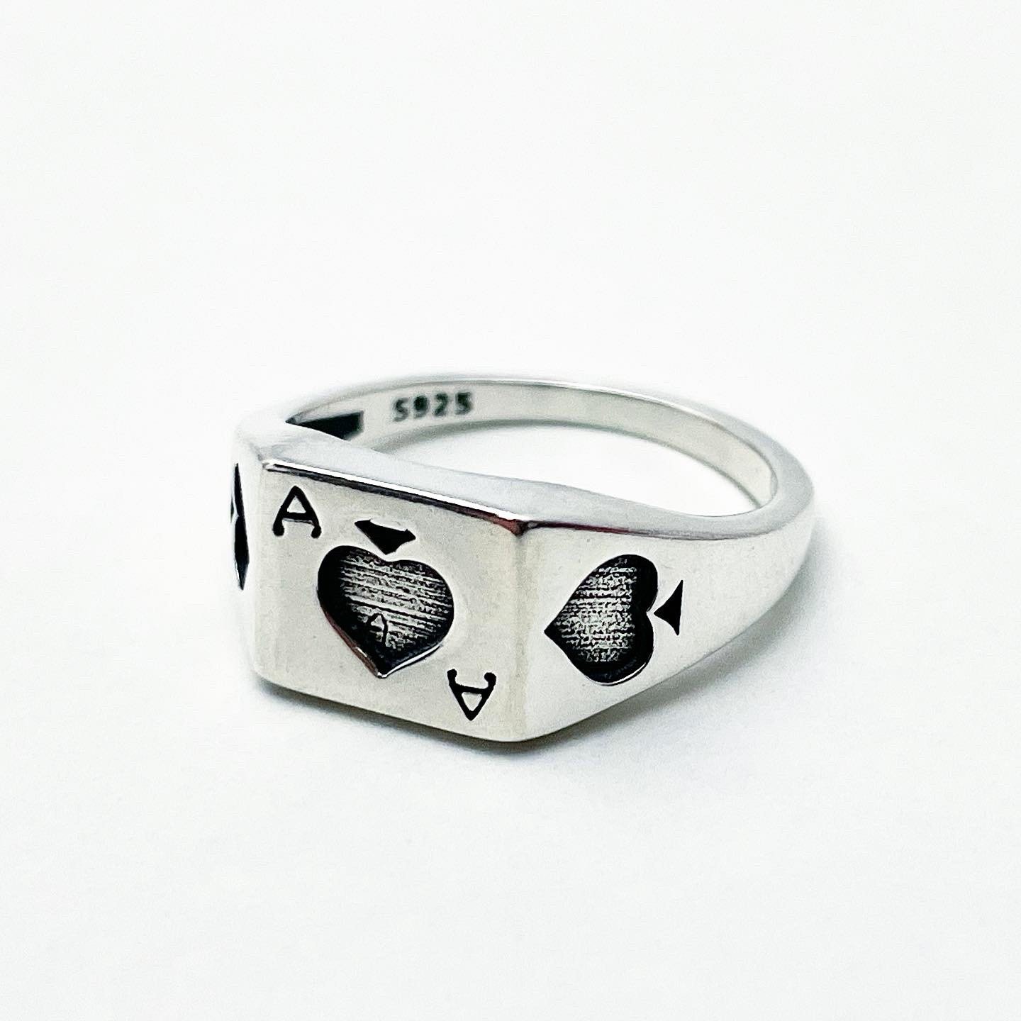 925 Sterling Silver Ace of Spades Ring Small Pinky Ring Light Etsy UK