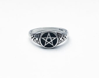 925 Sterling zilveren sterring kleine pinkring Lichtgewicht Pentagram Pentagram sterring #038