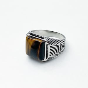 Beautiful Sterling Silver Tiger Eyes ring for men and women Turkish ring 925 silver #045