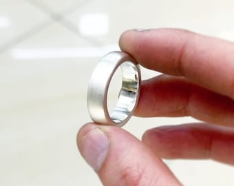 Anello a fascia massiccio in argento puro 999, pesante, 8 mm, per uomo e donna, finitura satinata spazzolata, anello nuziale in argento massiccio, gioiello in argento, regalo unisex