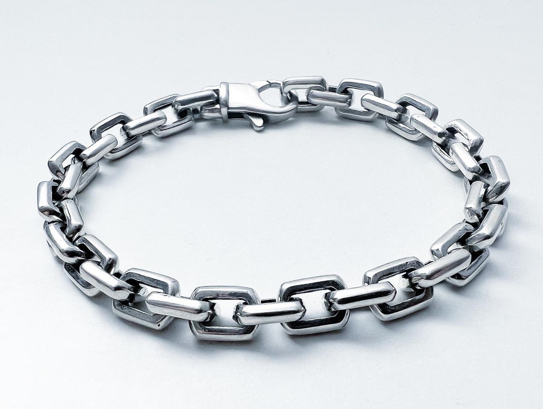 Solid 925 Sterling Silver Anchor Bracelet for Men and Women Link