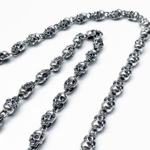 925 Sterling Silver Skull Chain Biker Gothic Punk Chain Design #043