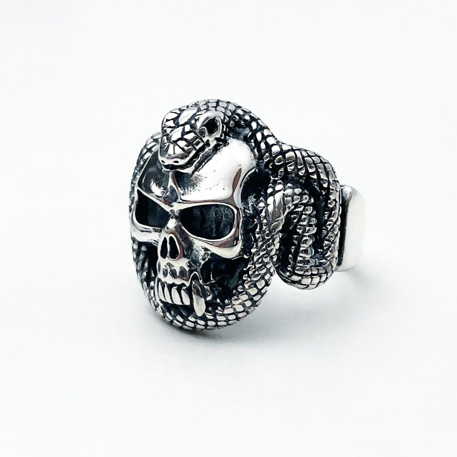 925 Sterling Silver Snake Ring for Men and Women Snake Skull Jewelry ...