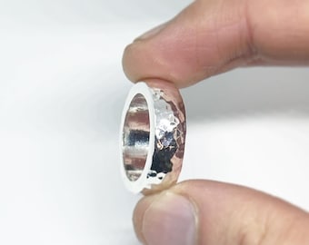 Anello in argento martellato per uomo e donna, fede nuziale in argento puro 999, gioiello in argento massiccio fatto a mano, regalo