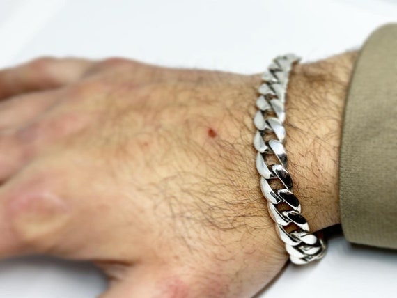 Real silver pure silver bracelet for mens on sale with grams