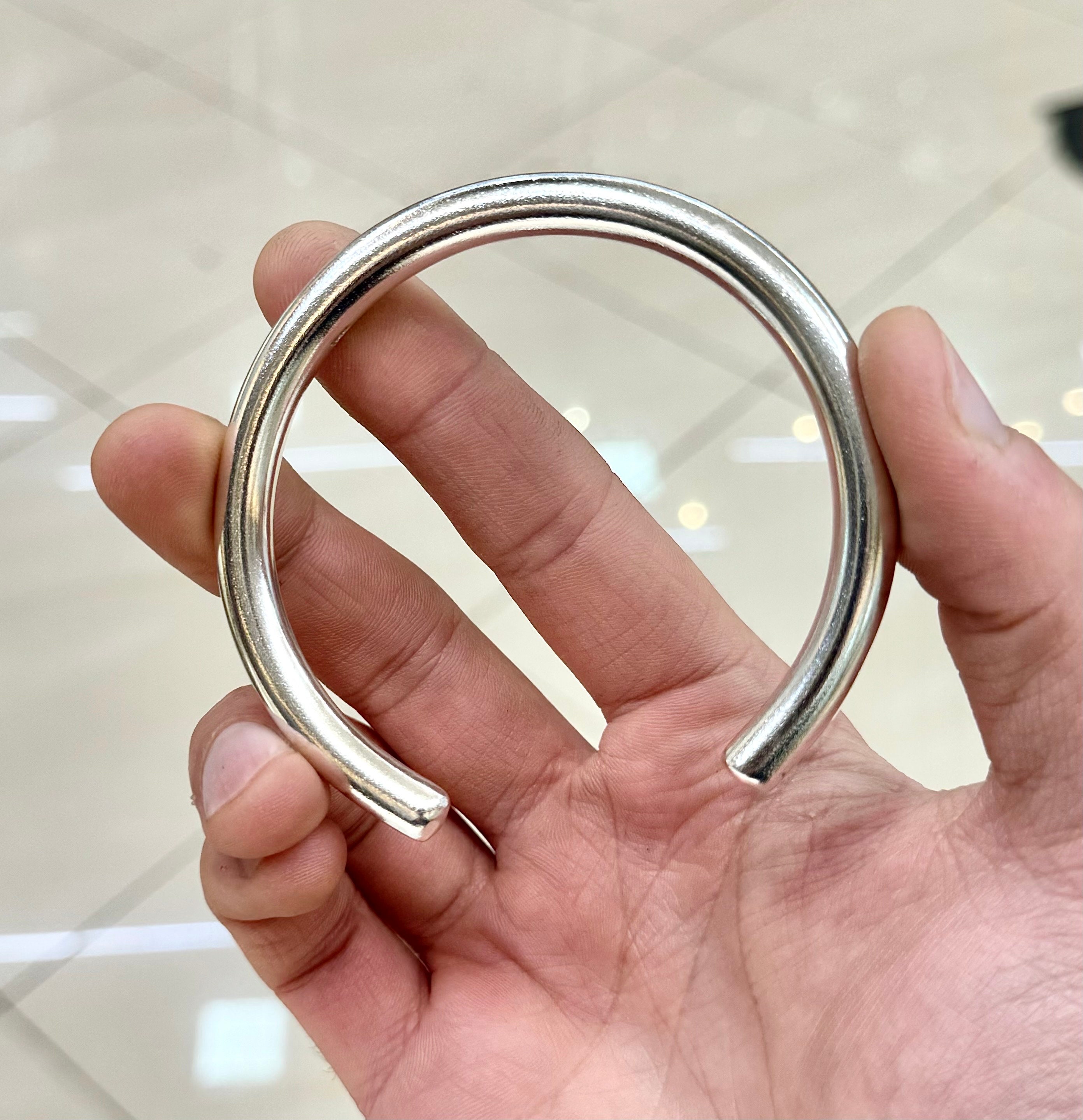 3オンス 非常に重い ソリッド 999 シルバー カフブレスレット 男女兼用