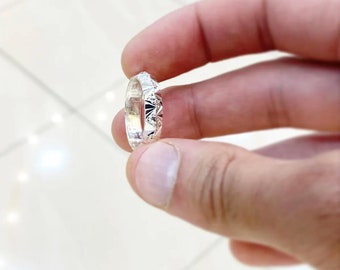 Diamond Cut 999 Silver Ring for men and women unique design hand made