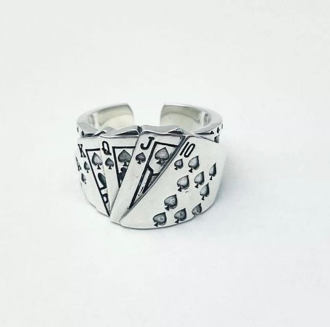 Poker Ring, Playing Card Ring, Gamble Ring, Men's Ring, Stainless Steel, Streetwear Ring, Women's Ring, Signet Ring, Fashion Jewelry