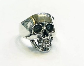 Silver Skull Ring Men Women 925 Sterling Silver Jewelry Goth Punk Solid Heavy Ring Gift For Biker #017