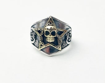 925 Sterling Silver Skull Ring Adjustable Norse Celtic Ring Viking Jewelry Goth Punk Ring Gift For Biker #004