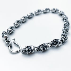925 Sterling Silver Skull Bracelet For Men And Women Punk Goth Bracelet Celtic Jewelry Unisex Biker Gift #044
