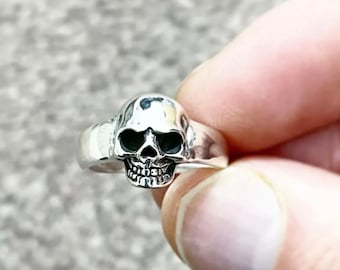 Anillo de calavera de Plata de Ley 925 para hombres y mujeres, anillo gótico Punk, joyería, anillo de motorista sólido #001