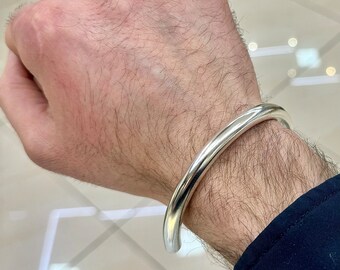 3オンス 非常に重い ソリッド 999 シルバー カフブレスレット 男女兼用