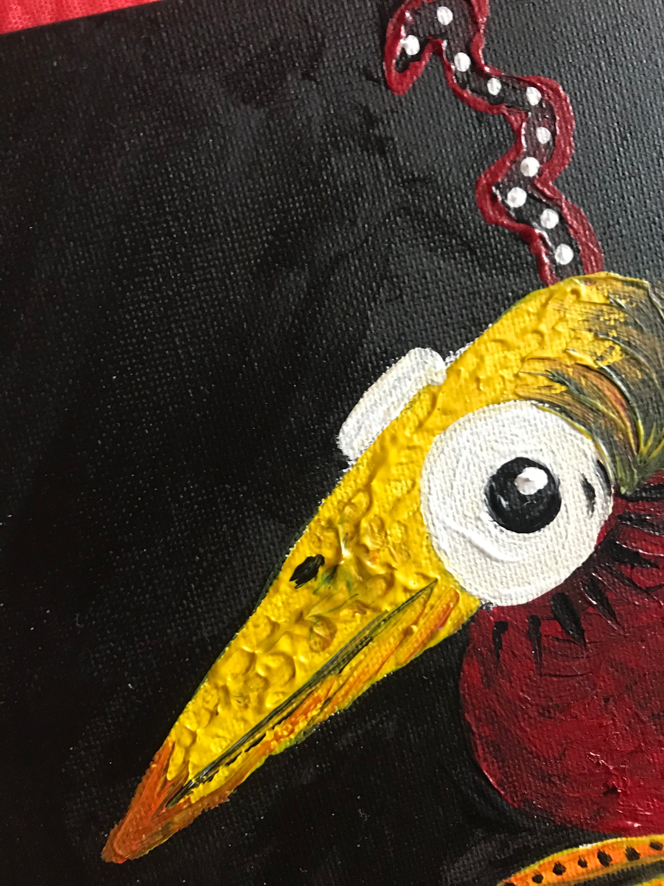 Canvas art. Quirky bird wallart canvas hand painted in Etsy