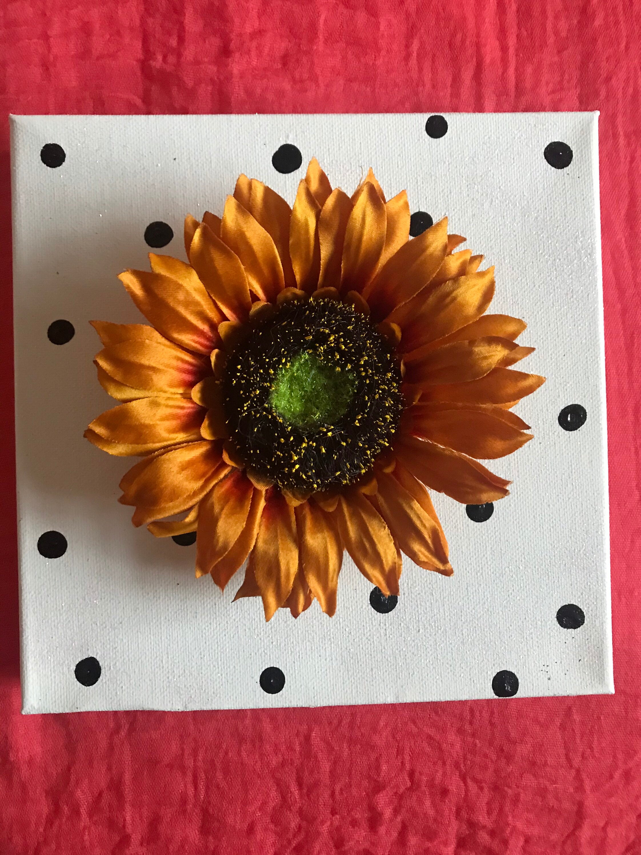 Sunflower canvas wall art spotty orangebirthday | Etsy
