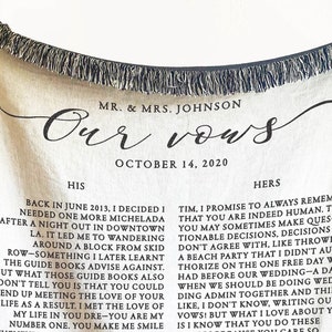 Wedding Vows Personalized Blanket, wedding gifts, vow books blanket, Vow book, gift for her, wedding, wedding decor, anniversary gift, bride