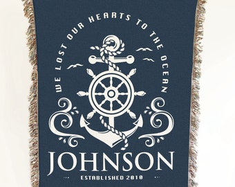 Personalized Boat Blanket, Boat Gift, Nautical Decor, Boat Captain Gift, Housewarming Gift, Gift For Him, rustic home decor, nautical, boat