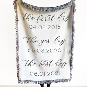 The First Day, The Yes Day, The Best Day Wedding Gift, Personalized Blanket, Engagement Gift, Anniversary Gift, Custom Throw, Gift For Her