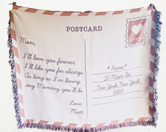 Personalized Letter Cotton Blanket, Unique Handwriting Blanket gift for Mom, Gift for Daughter, Wedding Gift, Second Anniversary Gift
